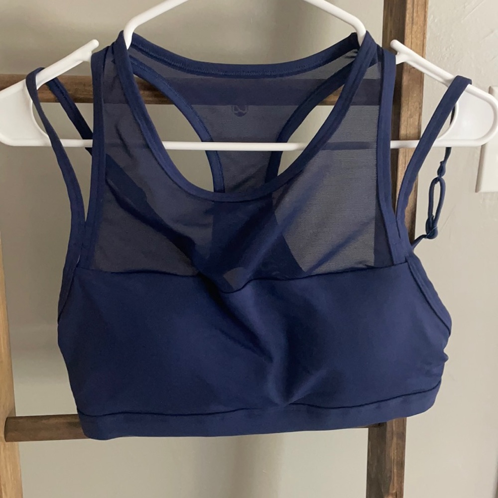 Navy blue high support sports bra